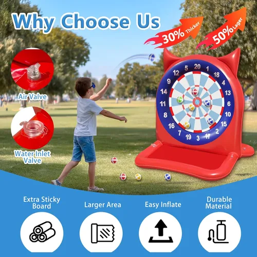 Miniatura 3 de Tabla de dardos inflable grande de 47 pulgadas, juguetes de piscina con 12 bolas, juego de agua para adolescentes y adultos, piscina, patio trasero