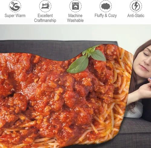 Miniatura 3 de Manta de espaguetis de doble cara divertida y realista, manta gigante de 60 pulgadas, manta suave para adultos y niños