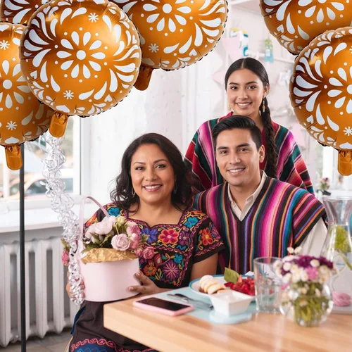 Miniatura 4 de Soaoo Juego de 6 globos de fiesta Cielito Lindo de 18 pulgadas, decoración de globos temáticos de Talavera mexicana para bodas, cumpleaños, baby