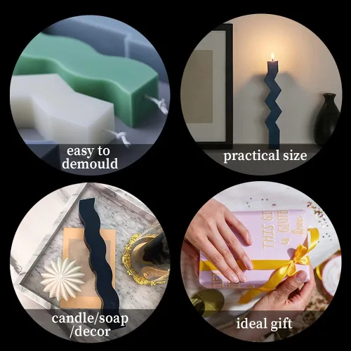 Miniatura 5 de Moldes de silicona para velas, molde único de resina de silicona para pilar aromaterapia, velas, jabón, cera de jabón, molde de fundición epoxi