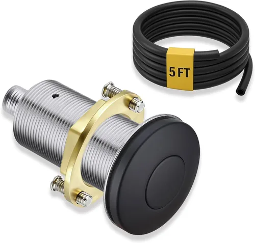 Miniatura 10 de BESTILL Botón de interruptor de aire de eliminación de basura en la parte superior del fregadero con manguera de aire de 5 pies, botón de Oro