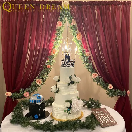 Miniatura 11 de Cortina de gasa de telón de fondo para boda de 9.8 pies por 10 pies, para decoración de escenario de fiesta o boda Blanco