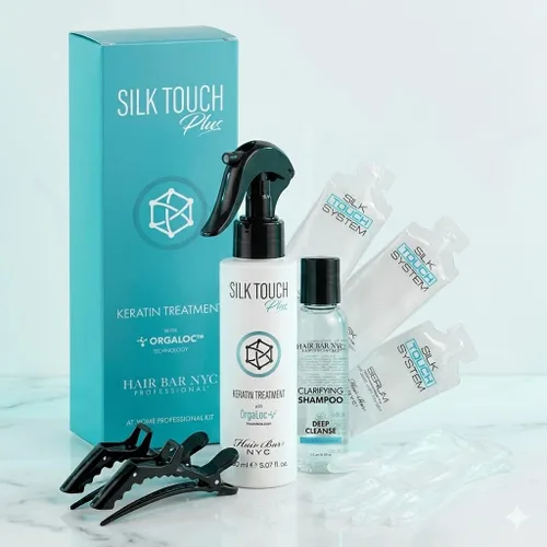 Miniatura 2 de Hair Bar NYC DYI Silk Touch Plus - Kit de tratamiento suavizante de queratina para el hogar, vegano y sin formaldehído, fabricado en Italia
