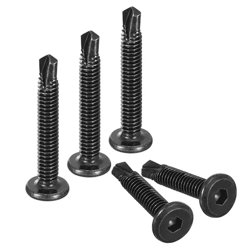 uxcell Tornillos Autorroscantes de Hexágono Interior, 1/4 x 1-5/8" Tornillo de Perforación de Cabeza Plana de Chapa de Acero Inoxidable 410, 100