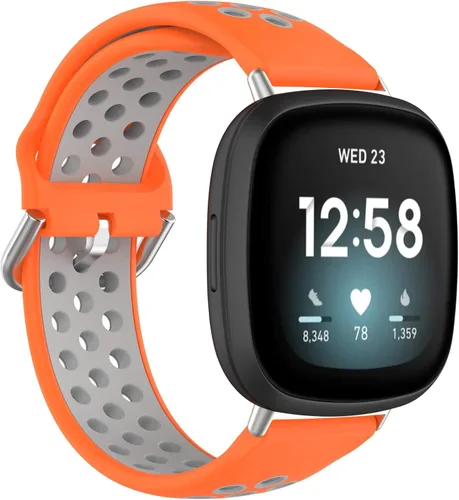 Miniatura 9 de BabyValley Correa compatible con Fitbit Versa 4/Versa 3/Sense Banda de silicona + conector de metal Correa de pulsera transpirable Correa de reloj