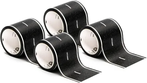 Miniatura 17 de PlayTape Cinta de carretera para autos de juguete, se adhiere a superficies planas, sin residuos; 2 pulgadas de ancho x 30 pies de carretera