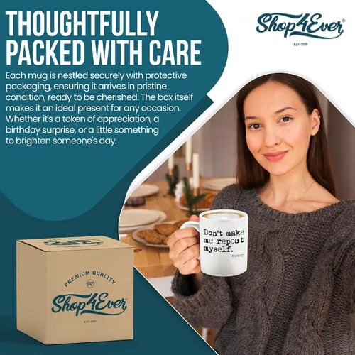 Miniatura 6 de shop4ever Taza de café de cerámica con texto en inglés "Don't Make Me Repeat Mysel", divertido diseño de humor para el aula, 11 onzas, novedad