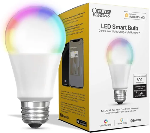 Miniatura 5 de Feit Electric OM60/SW/HK 60W equivalente a A19 Smart, funciona con Apple HomeKit y control de voz Siri, no requiere concentrador, 4.4 pulgadas