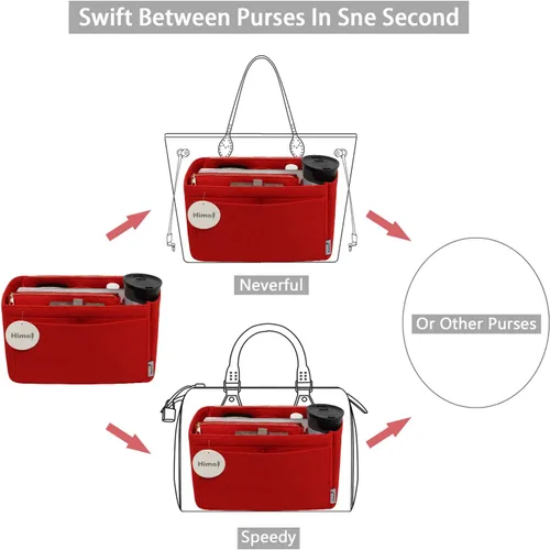 Miniatura 6 de Organizador de bolso, organizador de bolso, organizador de bolsa, perfecto para Speedy Neverfull y más, 5 tamaños (M, rojo)