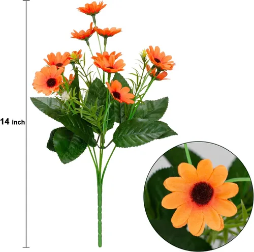 Miniatura 2 de 8 paquetes de girasoles artificiales que no se decoloran, plantas de otoño, flores falsas para mamás, flores para exteriores, resistentes a