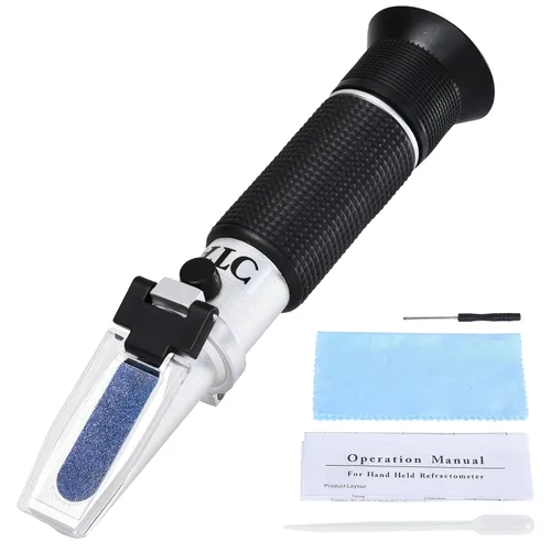 Miniatura 9 de Refractómetro Brix portátil con ATC, medidor Brix de doble escala preciso gravedad específica SG Wort 1.000-1.130 y Brix 0-32%, probador de nivel