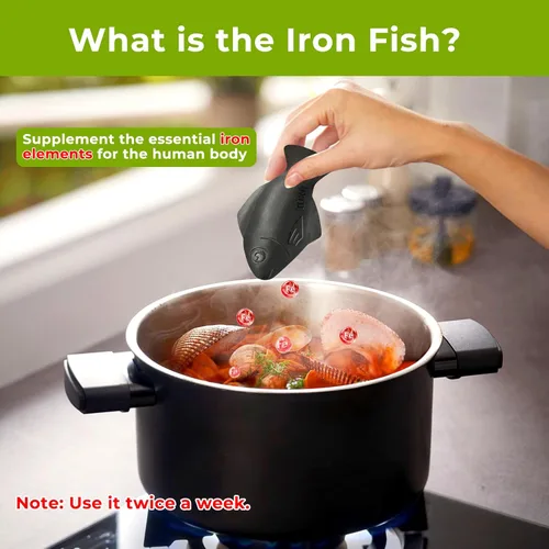Miniatura 2 de Bonito pescado de hierro, una fuente natural de hierro, herramienta de cocina segura para añadir hierro a alimentos y agua, reducir el riesgo