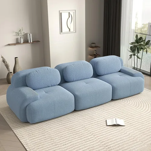 Miniatura 20 de Sofá biplaza moderno de 80 pulgadas para sala de estar, sofá de pana en forma de nube con asiento profundo, sofá modular negro, sofás de dos plazas