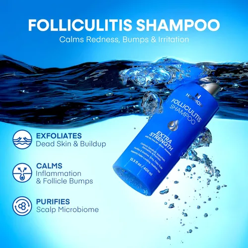 Miniatura 4 de Hermon Champú para foliculitis para el cuero cabelludo con picazón: psoriasis, caspa, dermatitis seborreica y biotina - Alivia Exfolia Reactiva