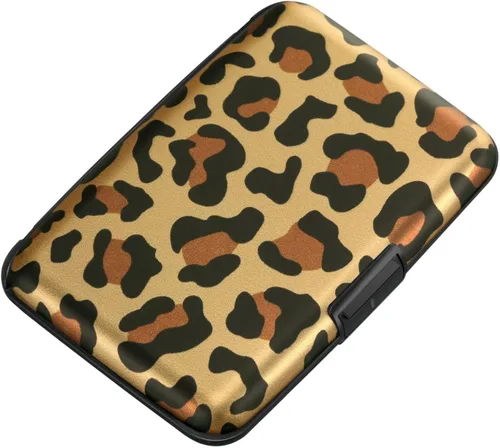 Miniatura 43 de ELFISH Mini cartera de aluminio RFID para tarjetas de crédito, funda de identificación de metal para hombres y mujeres, Happy Flower, Cartera Rfid