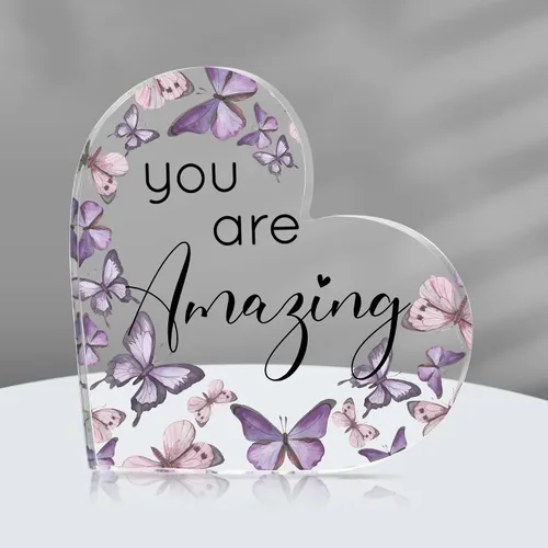 Miniatura 8 de Yulejo Regalo inspirador de mariposa con texto en inglés «You Are Amazing Love» («You Are Amazing») - Letrero motivacional de mariposa, decoración
