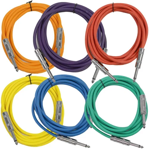 Miniatura 5 de Seismic Audio Cables de guitarra para altavoces, cables de guitarra TS de ¼ pulgadas, 3 pies, multicolor, paquete de 6 Color múltiple