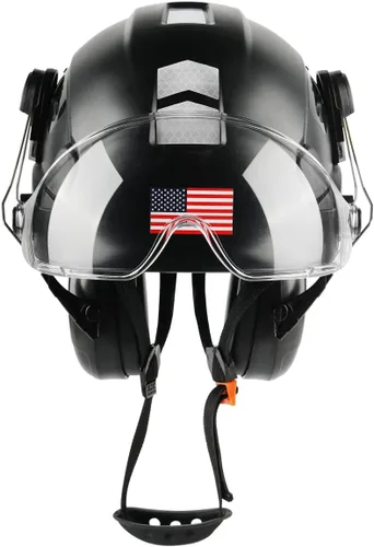 Miniatura 6 de Casco de seguridad con visera y protección para los oídos, ajustable, ligero, ventilado, ABS, casco de trabajo para hombres y mujeres, suspensión
