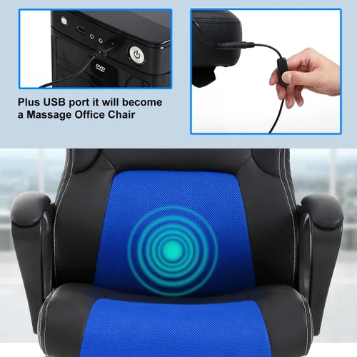 Miniatura 5 de Silla de juegos de PC, silla de oficina de masaje, silla de carreras, silla de escritorio ergonómica con soporte lumbar, silla ejecutiva ajustable