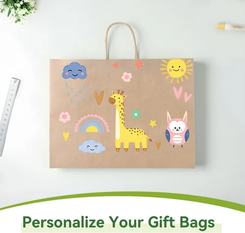 Miniatura 4 de Brothersbox Bolsas grandes de papel marrón con asas, 100 unidades, 16 x 6 x 12 pulgadas, bolsas de regalo de papel kraft a granel para manualidades