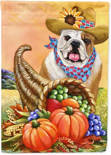 Caroline's Treasures PPP3090CHF Bandera de Casa de Otoño de Bulldog Inglés Manga Grande de Porche para Poste Decorativo Banner Exterior de Patio