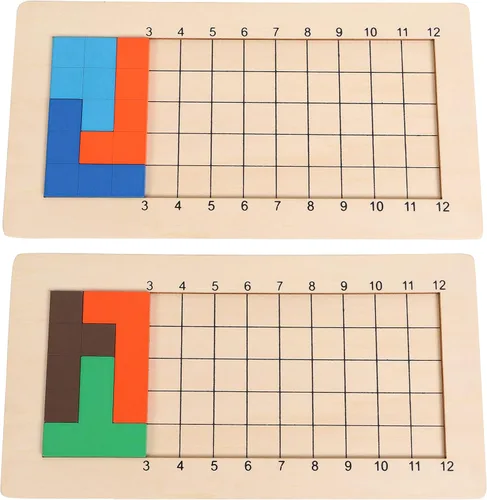 Miniatura 6 de Juegos de rompecabezas de pentominoes de madera, juegos de mesa familiares para niños y adultos, bloques de bloques de patrón matemático