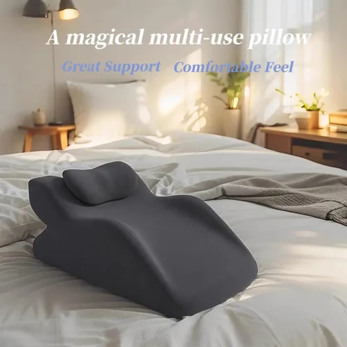 Miniatura 6 de Almohada multifuncional con respaldo ergonómico de cuña con amplias aplicaciones, cojín de espuma viscoelástica para dormir y leer, almohada Gris