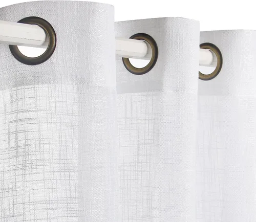 Miniatura 15 de Palma - Cortinas semitraslúcidas de lino para dormitorio de 63 pulgadas de largo, cortinas filtrantes de luz, ojales bronce, juego de 2 paneles