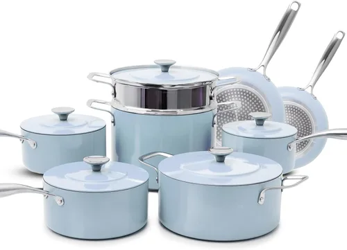 Miniatura 11 de Nuwave Lux - Colección de utensilios de cocina premium de 13 piezas, cerámica azul Duralon G11 de próxima generación, antiadherente, ultra duradero