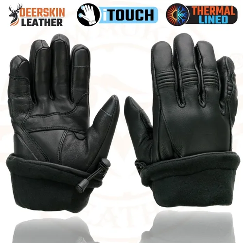 Miniatura 7 de Milwaukee Leather MG7518 - Guantes para hombre de piel de ciervo negros para motocicleta con tecnología táctil i-Touch