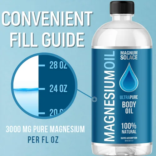 Miniatura 4 de Spray de aceite de magnesio y remojo de baño, botella grande de 1 litro (34 onzas) y 2 onzas, alternativa a los copos de baño de magnesio o sales