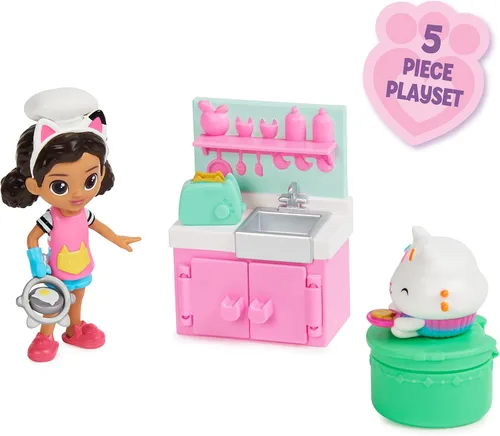 Miniatura 5 de Gabby's - Juego de cocina para casa de muñecas, almuerzo y munch con 2 figuras de juguete, accesorios y muebles, juguetes para niños a partir de 3
