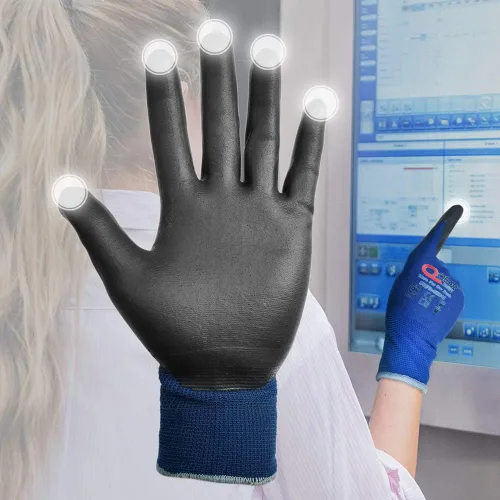 Miniatura 4 de Paquete de 3 pares de guantes de seguridad para el trabajo, color azul marino, con revestimiento de espuma de nitrilo de goma, uso general, trabajo