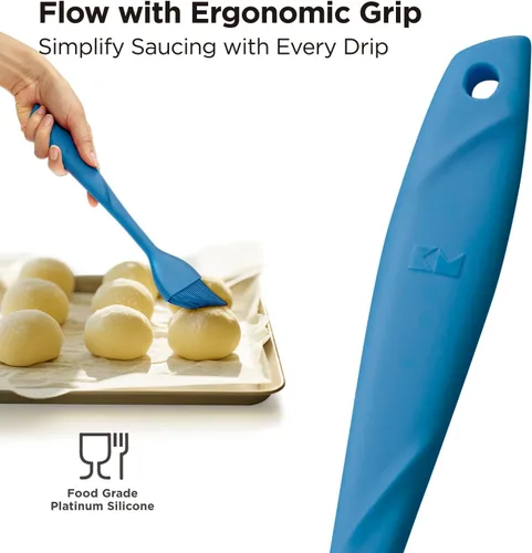 Miniatura 3 de Kitchen Mama WaltzGrip Platinum - Cepillo de silicona para repostería, juego de 2 cepillos resistentes al calor para cocinar, hornear, asar, asar