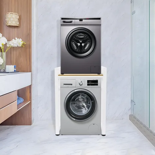 Miniatura 2 de Soporte apilable para lavadora y secadora, estantes resistentes para lavadora y secadora con estante ajustable, para lavandería, apartamentos