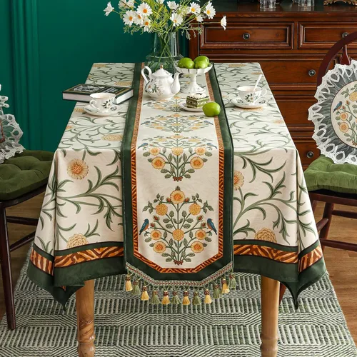 Miniatura 2 de patdrea Camino de mesa de terciopelo francés estilo granja para decoración del hogar, cocina, comedor, fiestas, cenas familiares, boda 12"*63