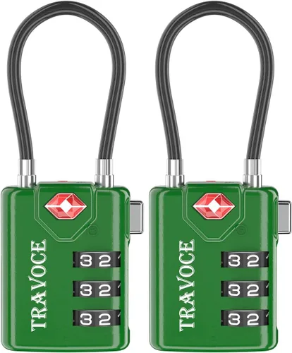 Miniatura 33 de Search Alert - Cerraduras de cable de equipaje de combinación de viaje aprobadas por la TSA para maleta, casillero de gimnasio, caja