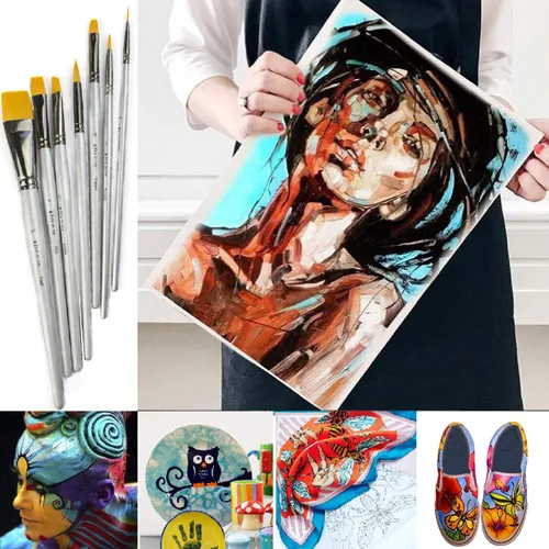 Miniatura 6 de Pinceles de pintura artística para pintura acrílica, acuarela, óleo, gouache, pinceles para pintura corporal y facial para adultos. Juego de 7