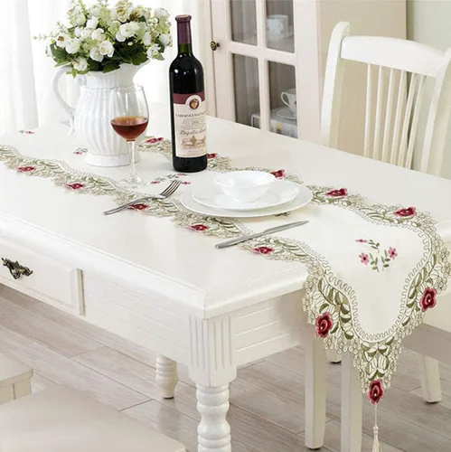 Miniatura 11 de LeLehome - Mantel de encaje bordado con flores color café