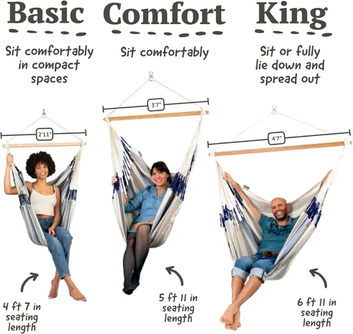 Miniatura 5 de LA SIESTA® - Silla Hamaca Columpio XL King Domingo - Silla Hamaca Colgante Resistente a la Intemperie y a los Desgarros - Silla Hamaca Columpio