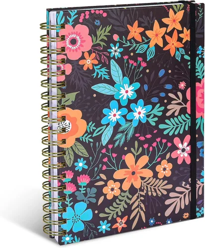 Miniatura 14 de Cuaderno de espiral, diario rayado A5 para mujer, diario en espiral de tapa dura con 2 bolsillos, cuadernos con rayas universitarias, lindo cuaderno
