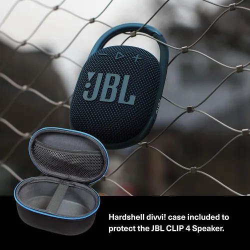 Miniatura 2 de JBL Clip 4 - Altavoz Bluetooth portátil (Azul) + Paquete con funda protectora rígida divvi! (Negro)