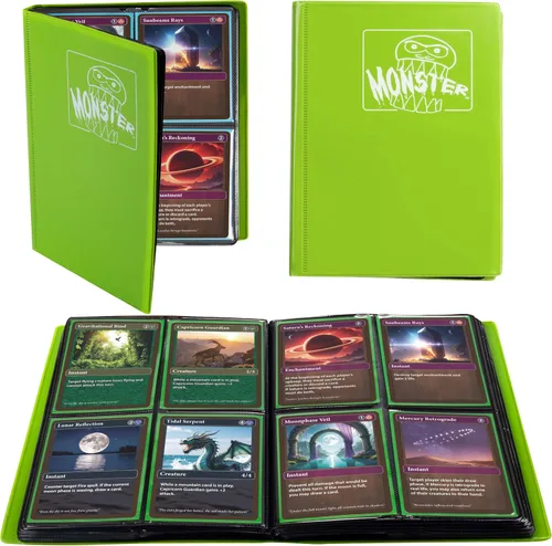 Miniatura 16 de Monster - Carpeta para tarjetas coleccionables de 4 bolsillos, álbum Holofoil negro, protección TCG antirrobo y anticaídas con bolsillos laterales