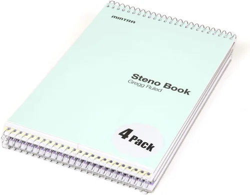 Miniatura 3 de Mintra Office Steno Book - (colores pastel, 4 blocs por paquete, con rayas Gregg) – 6 x 9 pulgadas, 70 hojas, cuaderno para escribir notas