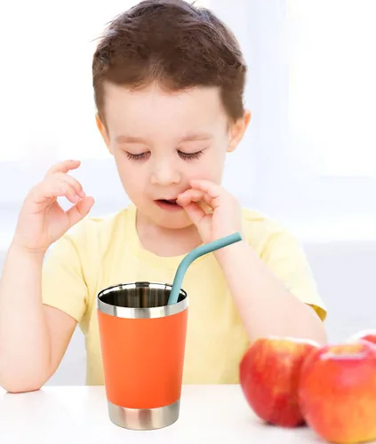 Miniatura 6 de Popotes reutilizables delgados y cortos de 6.7" de silicona flexibles y lindos para niños, bebés y niños pequeños, para vasos de vino/Yeti de 6, 10