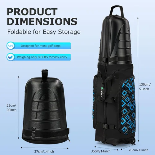Miniatura 7 de Golf Travel Bags for Airlines with Reinforced Wheels, Hard Case Top and 1680D Heavy Duty Oxford Protect Golf Clubs, Lightweight and Easy to Use