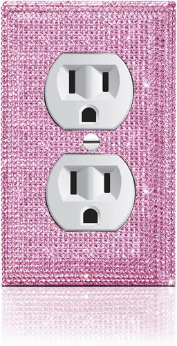 Miniatura 28 de 1 pieza Cubiertas de enchufe brillantes con diamantes de imitación, placas de pared para cubrir interruptores de luz, placa decorativa de imitación