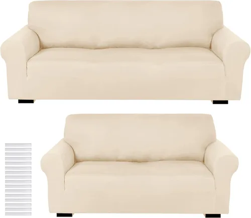 Miniatura 31 de Peryiter Juego de 2 fundas para sofá de dos plazas Fundas para muebles para sala de estar para sofá, sillón, ajuste elástico, a prueba de arrugas