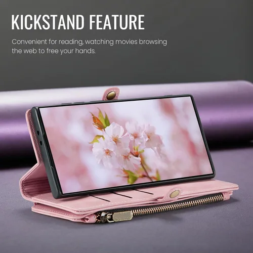 Miniatura 9 de Defencase Funda compatible con Samsung Galaxy S22 Plus con tarjetero de bloqueo RFID para mujeres y hombres, correa magnética de piel sintética