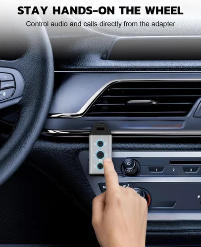 Miniatura 7 de 1Mii B04 Bluetooth 5.4 Adaptador de coche, receptor de audio AUX giratorio de 180°, llamada clara manos libres, 16H+ de larga espera